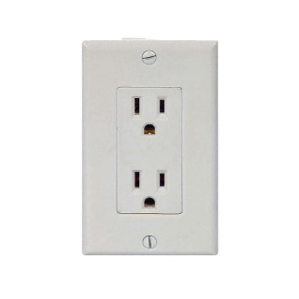 ELECTRICAL RECEPTACLE 2POS 15A 125V WITH WALLPLATE DECORA WHT