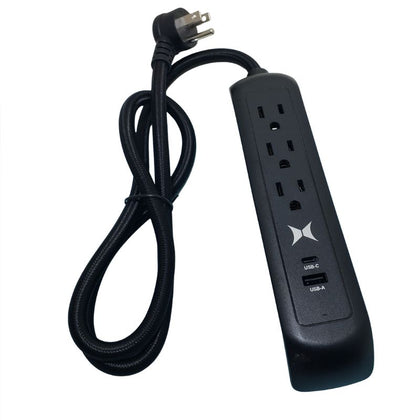 POWER BAR 3 O/LET 3FT CORD RA PL USB-C/3.1A USB-A/2.1A O/LETS