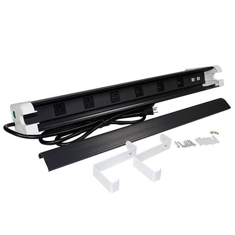 POWER BAR 6 O/LET 6 FT CORD 25IN STRIP 1300J SURGE 4 USB BLK