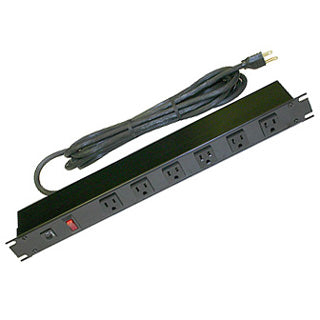 POWER BAR 6 O/LET 6FT CORD 19IN RACK MOUNT 1U RA O/LET BLK{{