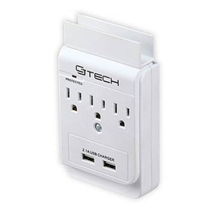 WALL TAP 3-OUTLET SURGE PROTECT w/2 2.4A USB PORT 300 JOULES