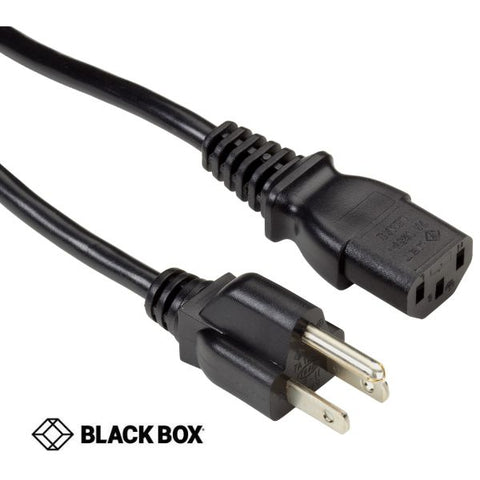 INST CORD 3/18 1FT RND BLK SVT NEMA 5-15P TO IEC C13
