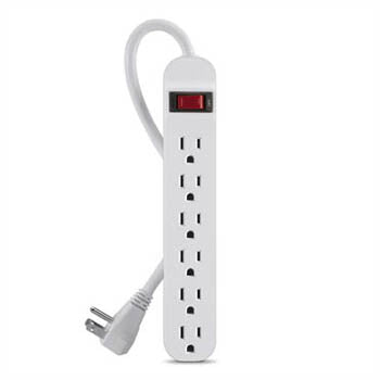 POWER BAR 6 O/LET 3FT CORD RA 45DEG PLUG WHT