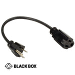 EXTENSION CORD 3/16 1FT SVT BLACK NEMA 5-15P TO 5-15R