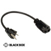 EXTENSION CORD 3/16 1FT SVT BLK 5-15P TO 5-15R 13A/125V