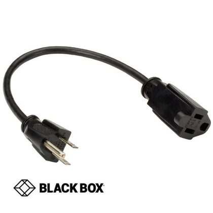 EXTENSION CORD 3/16 1FT SVT BLACK NEMA 5-15P TO 5-15R