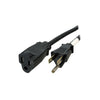 EXTENSION CORD 3/16 1FT SJT BLK 5-15P TO 5-15R 13A/125V