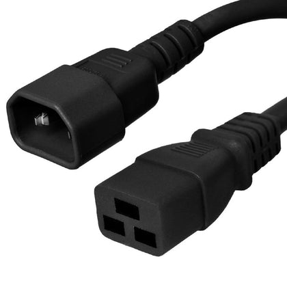 JUMPER CORD 3/14 2FT RND BLK SJT C14 TO C19 FT2 105C 15A/250V