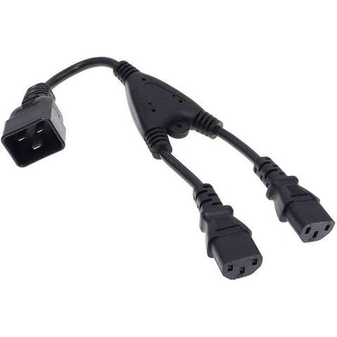 JUMPER CORD C20/12AWG TO 2XC13 14AWG 6FT RND BLK SJT 15A/250V