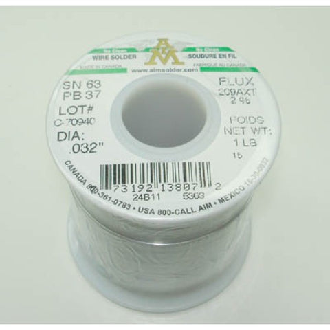 SOLDER WIRE 63/37 NO CLEAN 1LB GN GREEN ROSINCORE 2% 0.032