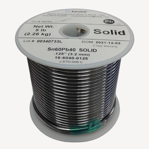 SOLDER WIRE 60/40 SOLID 5LB 3MM 0.125IN DIAMETER SN60PB40