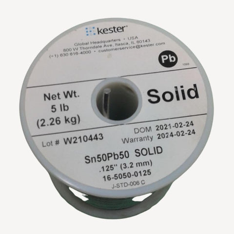 SOLDER WIRE 50/50 SOLID 5LB 3MM 0.125IN DIAMETER SN50PB50