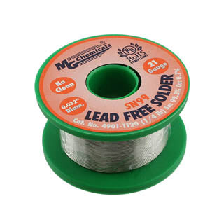 SOLDER WIRE LEAD FREE 1/4LB 21AWG 0.032IN SN:99.3% CU:0.7%