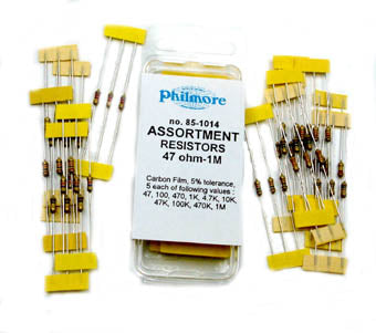 RESISTOR SET ASSORTED 1/4W 5% CF 5 EACH OF 11 VALUES