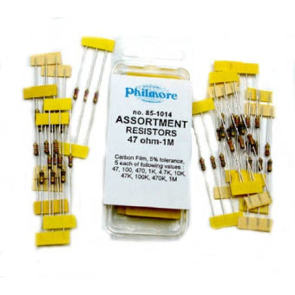 RESISTOR SET ASSORTED 1/4W 5% CF 5 EACH OF 11 VALUES