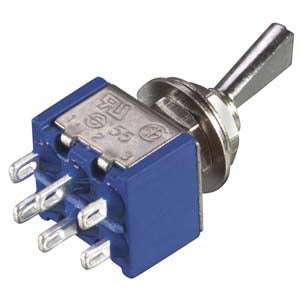 TOGGLE SWITCH 2P2T 6A ON-NONE-ON 125VAC TH SOL FLAT ACTU 6MM HOLE