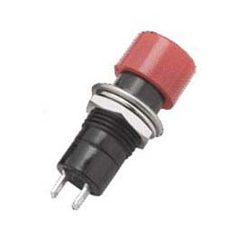 PUSH SWITCH MOM 1P1T NO THR SOL 12MM 3A/125VAC RED CAP