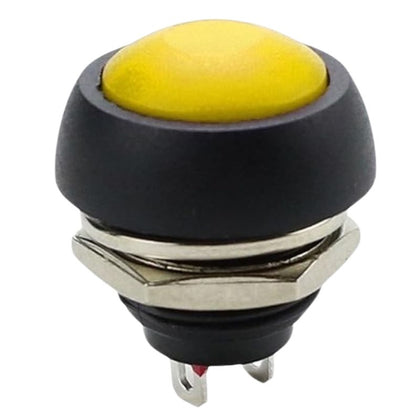 PUSH SWITCH MOM 1P1T NO THR SOL 12MM 2A 48VDC DOMED HEAD YELLOW