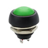 PUSH SWITCH MOM 1P1T NO THR SOL 12MM 2A 48VDC DOMED HEAD GREEN