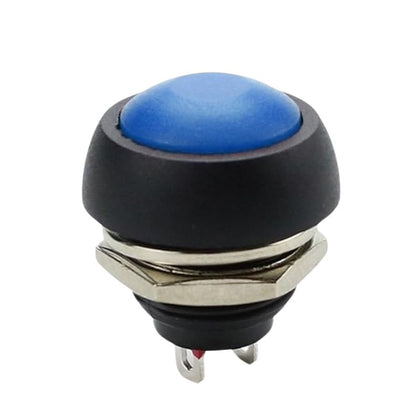 PUSH SWITCH MOM 1P1T NO THR SOL 12MM 2A 48VDC DOMED HEAD BLUE