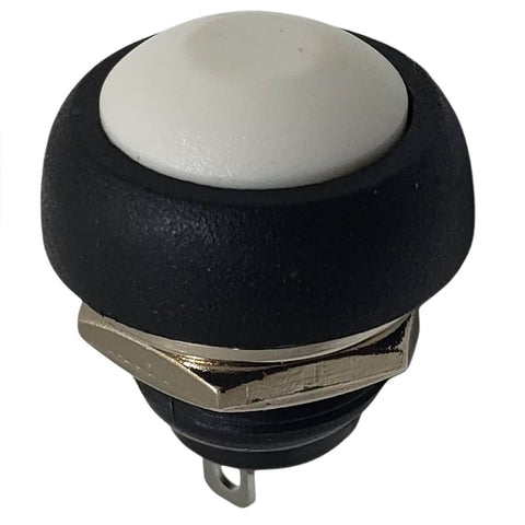 PUSH SWITCH MOM 1P1T NO THR SOL 12MM 2A 48VDC DOMED HEAD WHITE