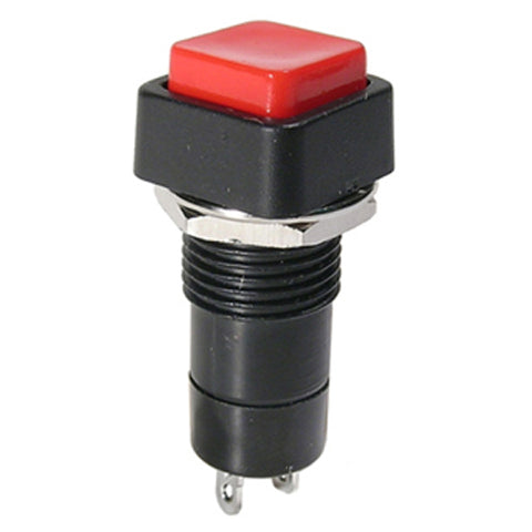 PUSH SWITCH MOM 1P1T NC THR SOL RED CAP SQ BUTTON 3A/125VAC