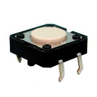 PUSH SWITCH MOM 1P1T NO PCST SQR 12X12MM ACTUATOR HT 0.65MM WHT{{