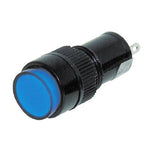 INDICATOR 12V LED 9MM BLU CHMT SOL TAB ROUND LENS