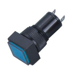 INDICATOR 12V LED 9MM BLU CHMT SOL TAB SQUARE LENS