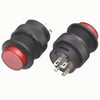 PUSH SWITCH LIT LATCH RED 1P1T NO/NC 3A/250V 16MM TH SOL/PUSH