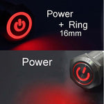 PUSH SWITCH LIT LATCH RED 1P2T 16MM RND NO/NC 12-24V RING LED