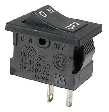 ROCKER SWITCH 1P1T 5A ON-OFF 125VAC SOL 13X20MM BLK