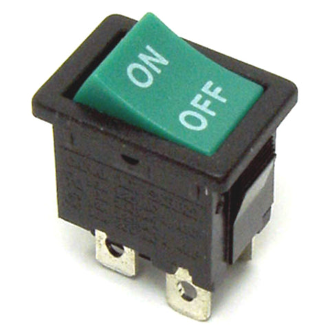 ROCKER SWITCH 2P1T 12A ON-OFF 125VAC QT 13X20MM ACTU GRN