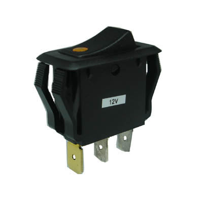 ROCKER SWITCH LIT 1P1T 16A ON- OFF 12VDC QT 13.5X28MM AMBER LED