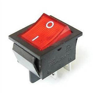 ROCKER SWITCH LIT 2P1T 16A ON- OFF 250VAC QT 22X30MM ACTU RED