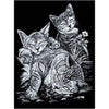 SILVER ENGRAVING TABBY CAT & KITTENS