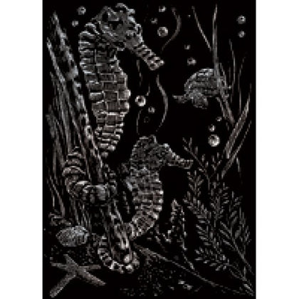 SEA HORSES-SILVER MINI ENGRAVING ART