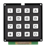 KEYPAD 4X4 KEYS 24VDC 20MA BLK WITH WHT KEYS 2.7X2.7X.6IN