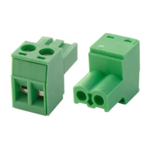 TERM BLOCK 2P CLAMP RA 5MM FEM PLUGGABLE GRN{{