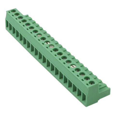 TERM BLOCK 20P CLAMP RA 5MM FEM PLUGGABLE GRN