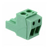 TERM BLOCK 2P CLAMP RA 5MM FEM PLUGGABLE GRN{{