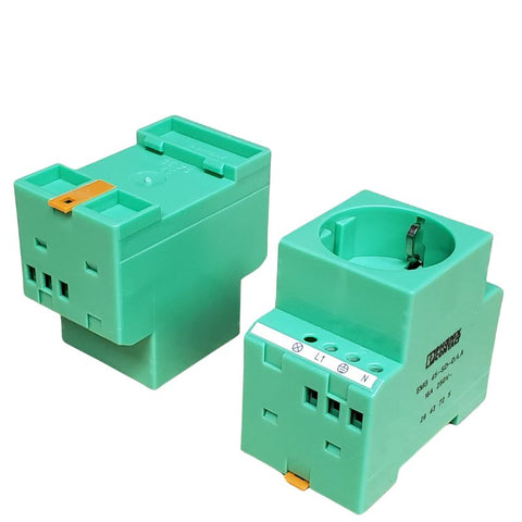 TERM BLOCK DIN RAIL FOR CONTROL SOCKET 16A/250V SCREW CONN GRN{{