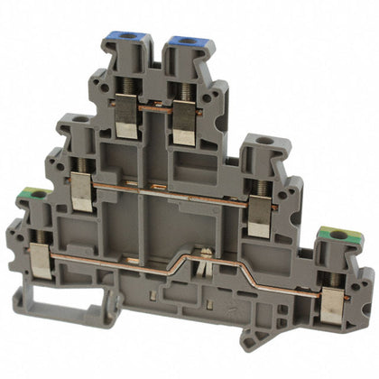 TERMINAL BLOCK DIN-RAIL 3LEVEL FEED-THRU 6 SCREWS
