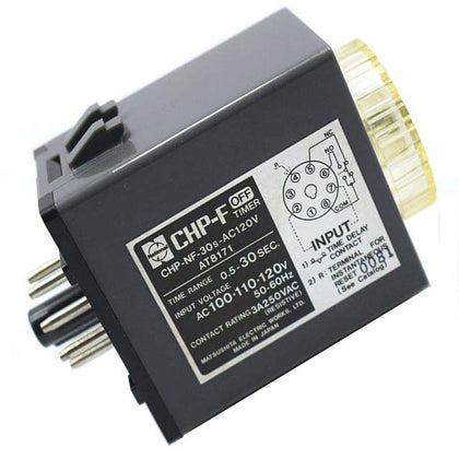 TIMER AC 120V OFF-DELAY 0.1-1SEC RND  2P2T 8P 3A/110VAC{{