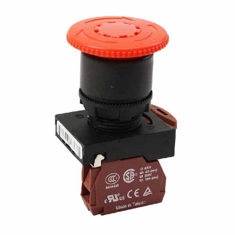 EMERGENCY PUSH SWITCH 10A 300V NC TWIST RESET RED CAP