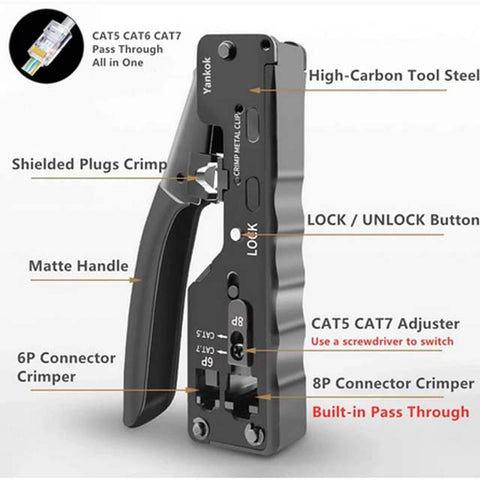 CRIMPER RJ45 & RJ11/12 PASS-THRU CAT7/CAT6/CAT5 FOR AGAB-8115 PL