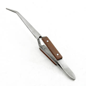 TWEEZER METAL 6.5IN WITH WOOD GRIP HEAT RESISTANT