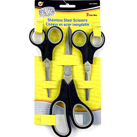 SCISSORS GENERAL PURPOSE 3PCS/PK STAINLESS STEEL