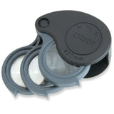 MAGNIFIER FOLDING LOUPE 5/10/15X W/BUILT-IN CASE