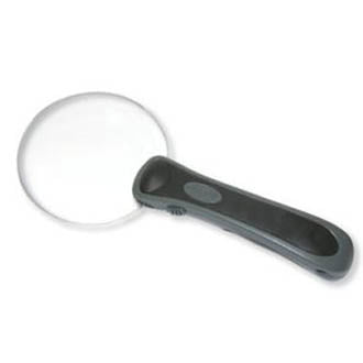 MAGNIFIER HANDHELD 2X RIMLESS LED LIGHTED SOFTCASE BATTERIES